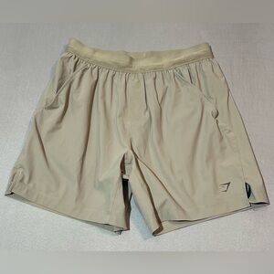 Gymshark Studio 6" Shorts Men's Medium Regular Fit Tan Lightweight Athlete